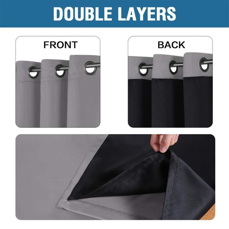 Cheap Soild 84 Inches Double Layer Thermal Insulated Lined grey 100% polyester Blackout curtains for room windows Hotel Bedroom