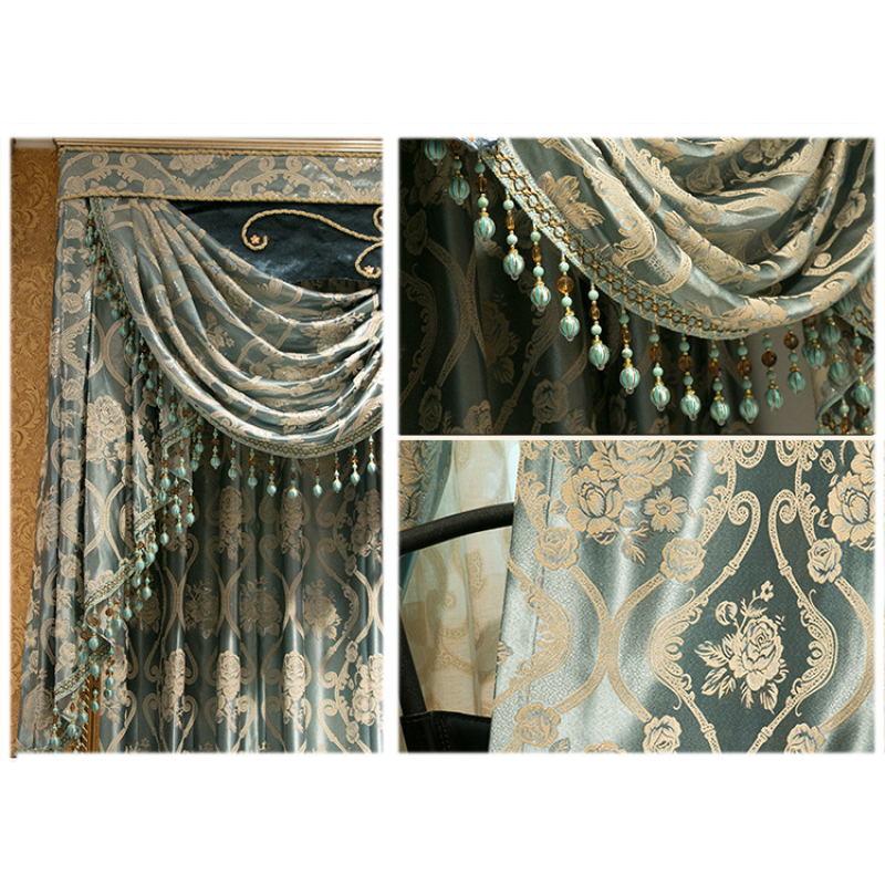 Tende Classiche Di Lusso, Blackout Jacquard Curtains With Valance Designs/