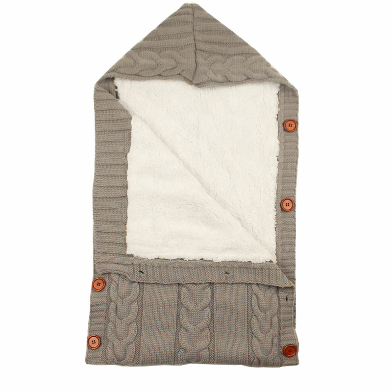 Newborn Baby Knitting Wool Crochet Sleeping Bag Button Swaddle Wrap Swaddling Blanket/