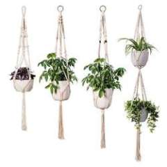 Macrame Plant Hangers - 4 Pack, In Different Designs - Handmade Indoor Wall Hanging Planter Plant Holder - Modern Boh