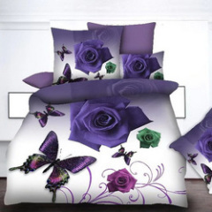 Wedding Comforter Set, Red Rose Flower Pattern Bedding Set/