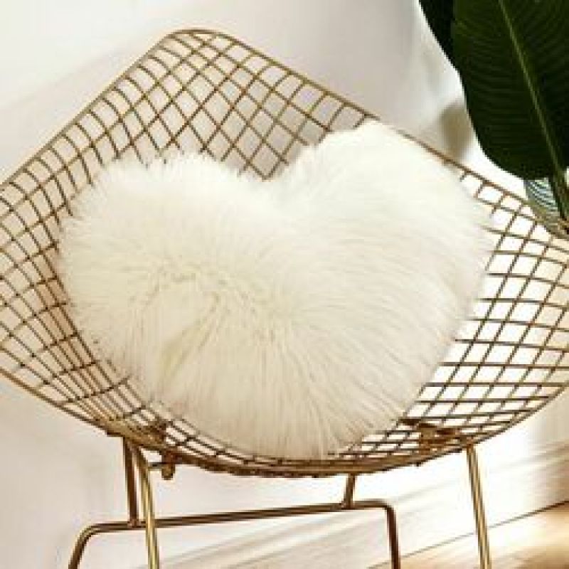 Heart Shaped Faux Wool Fur Cushion Cover Velvet Fluffy Soft Plush Pillow Case Slipcover,Customis Cushion Cover Custom/