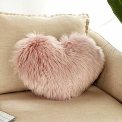 Heart Shaped Faux Wool Fur Cushion Cover Velvet Fluffy Soft Plush Pillow Case Slipcover,Customis Cushion Cover Custom/