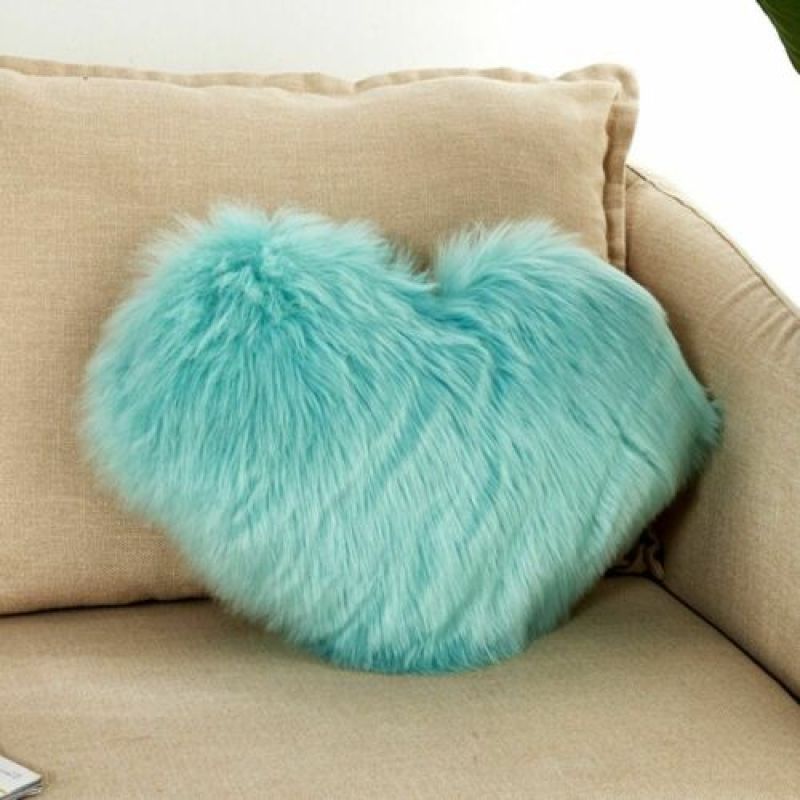 Heart Shaped Faux Wool Fur Cushion Cover Velvet Fluffy Soft Plush Pillow Case Slipcover,Customis Cushion Cover Custom/