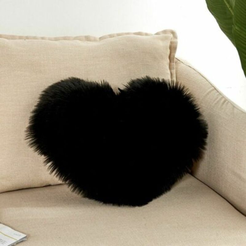 Heart Shaped Faux Wool Fur Cushion Cover Velvet Fluffy Soft Plush Pillow Case Slipcover,Customis Cushion Cover Custom/
