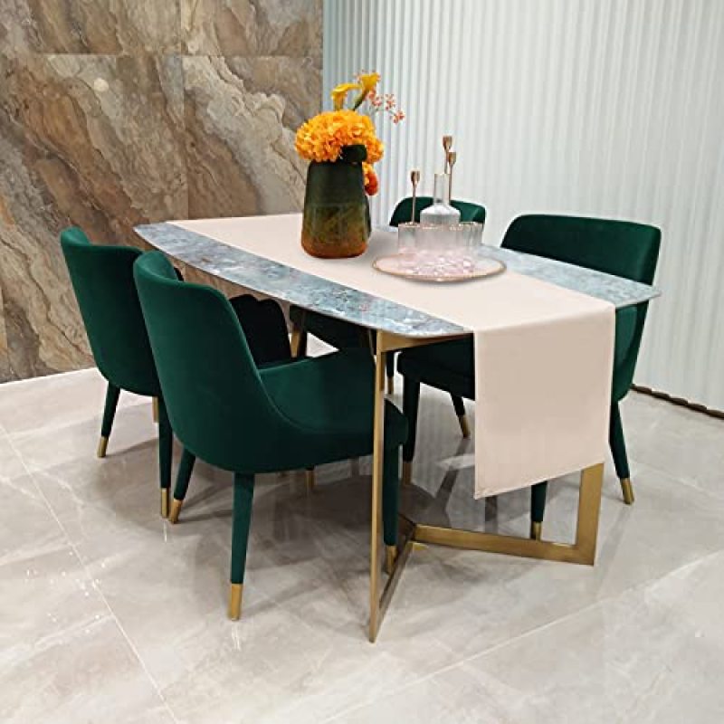 High Quality Beige Plain Satin Luxury Soft Velvet oriental table runner for Party Holiday Wedding Gathering Table