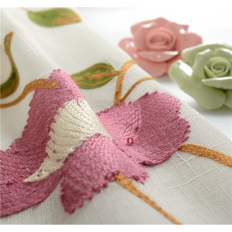 China Suppliers Living Room Sheer Curtains,For Home Door Turkish Curtains Floral Embroidery Curtains#