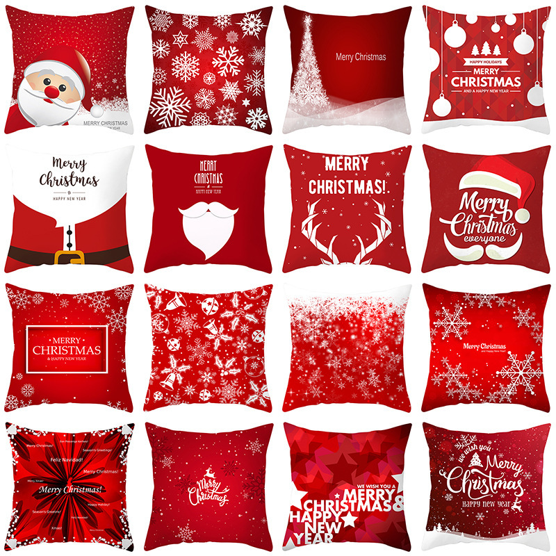 New Santa Claus Elk Snowflake Cushion Cover, Festive Home Decor Sofa Cushion Cover /