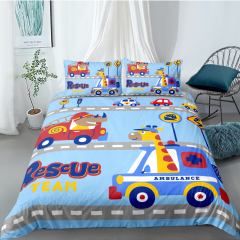 Cartoon Car Bedding Set Taxi Bus Quilt Cover Home Textiles USA & Australia & Europe Size