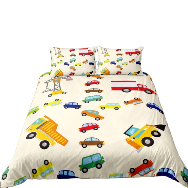 Cartoon Car Bedding Set Taxi Bus Quilt Cover Home Textiles USA & Australia & Europe Size