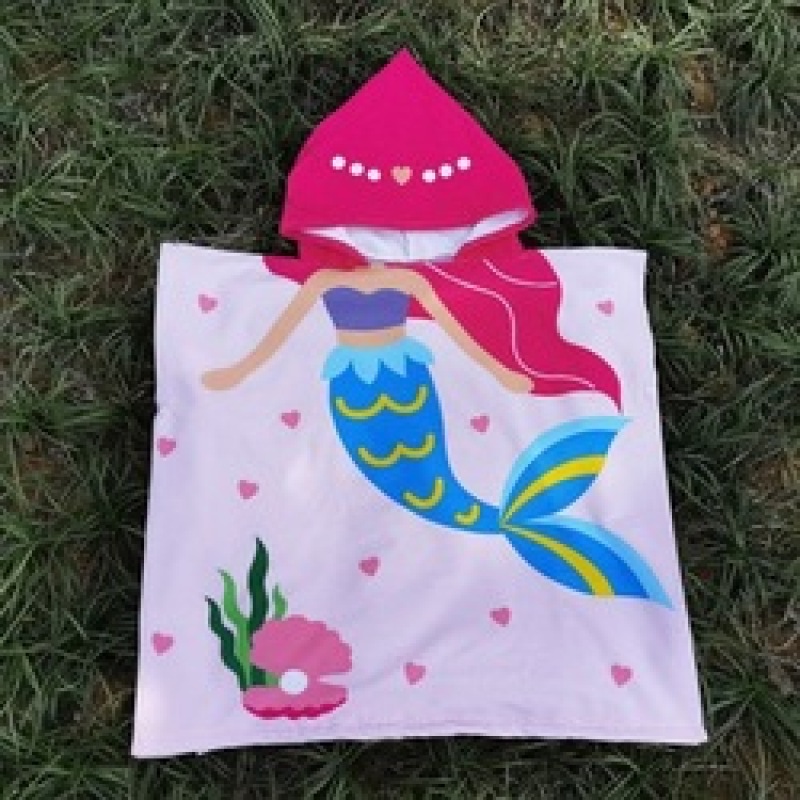 Cartoon Printing Microfiber Poncho Kids' Towels,Swim Beach Towel,  Hooded Bath Towel#