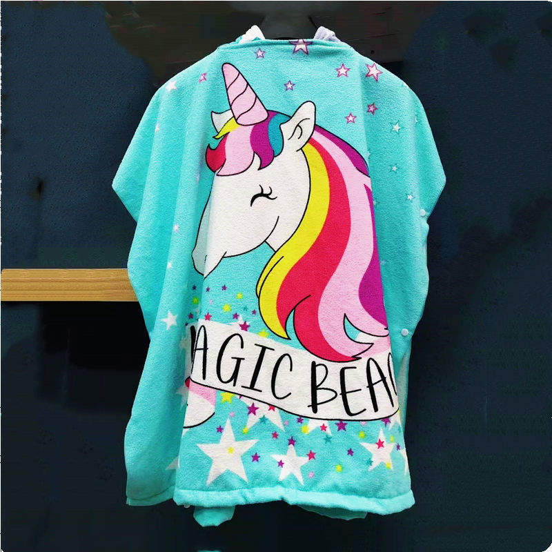 Cartoon Printing Microfiber Poncho Kids' Towels,Swim Beach Towel,  Hooded Bath Towel#