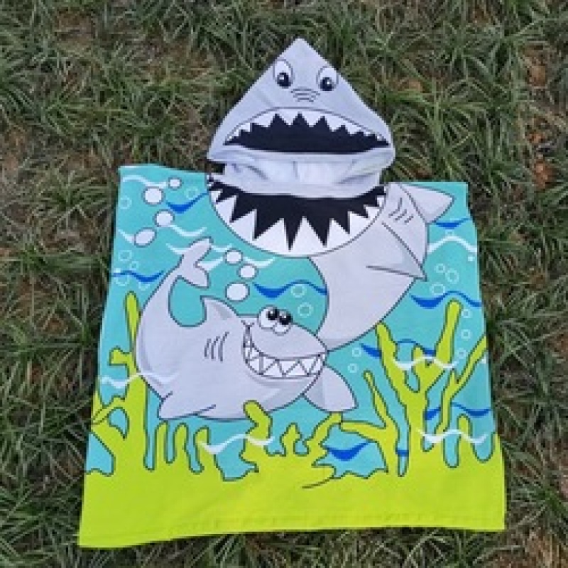 Cartoon Printing Microfiber Poncho Kids' Towels,Swim Beach Towel,  Hooded Bath Towel#