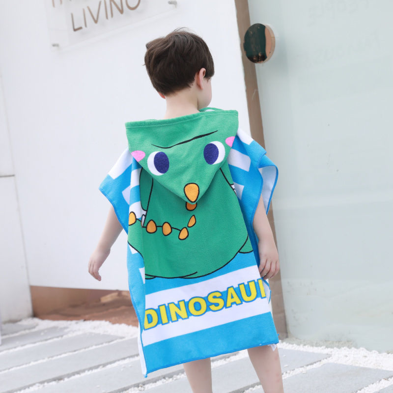 Cartoon Printing Microfiber Poncho Kids' Towels,Swim Beach Towel,  Hooded Bath Towel#