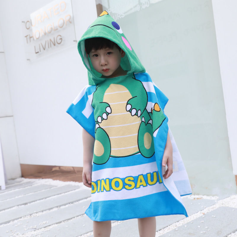 Cartoon Printing Microfiber Poncho Kids' Towels,Swim Beach Towel,  Hooded Bath Towel#