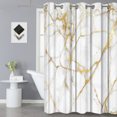 Wholesale Hookless Modern Marble Pattern 100%Polyester Classic Shower Curtain, Waterproof 3D Digital Printed Bathroom Curtain/