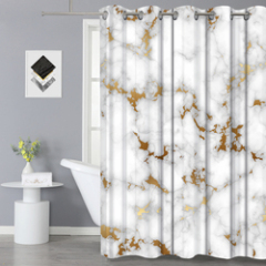 Wholesale Hookless Modern Marble Pattern 100%Polyester Classic Shower Curtain, Waterproof 3D Digital Printed Bathroom Curtain/