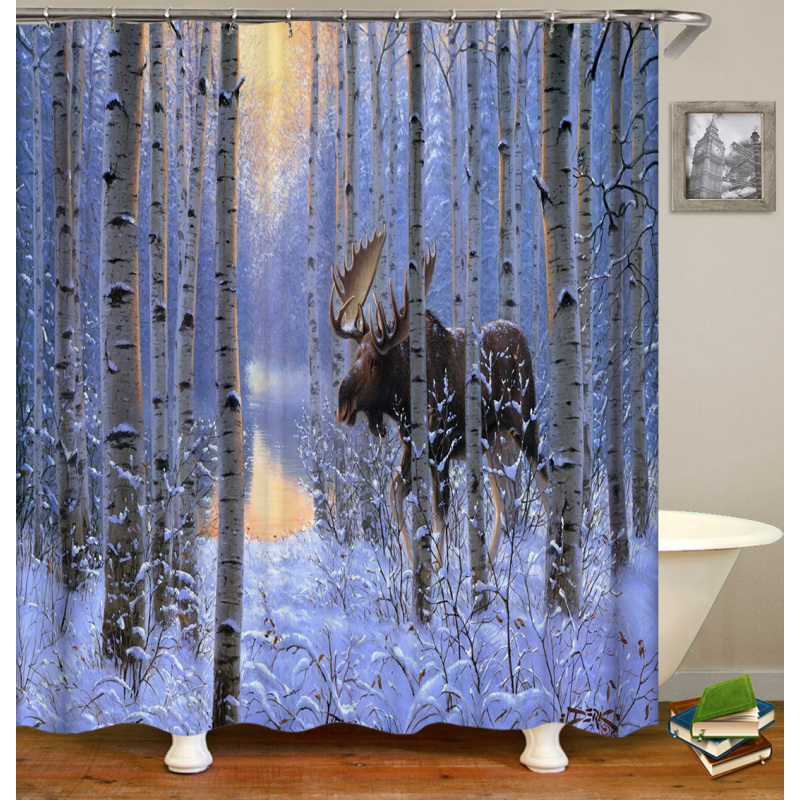 2021 Popular Waterproof Fabric,3D Print Deco Animal Style Bathroom Curtain, 180*180cm Size Customized Design Shower Curtain#