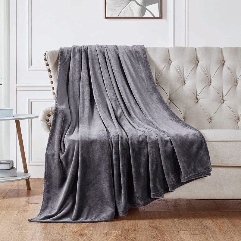 Dark Grey Warm Solid Color Velvet  Flannel Blanket For Living Room Bed  Blanket/