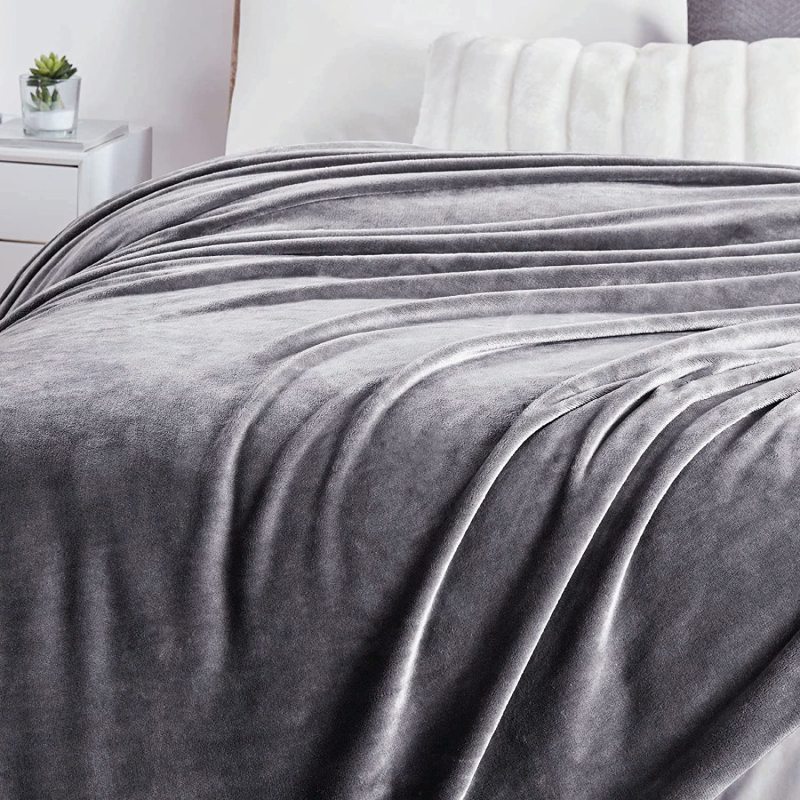 Dark Grey Warm Solid Color Velvet  Flannel Blanket For Living Room Bed  Blanket/