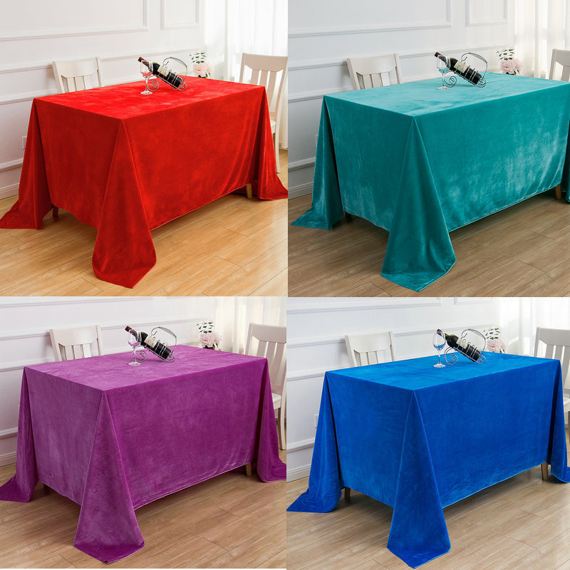 Hot Selling Custom Logo 100% Polyester Decorative Dust-proof purple Rectangle Solid Tablecloth For Wedding Banquet Hotel