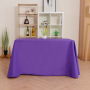 Hot Selling Custom Logo 100% Polyester Decorative Dust-proof purple Rectangle Solid Tablecloth For Wedding Banquet Hotel