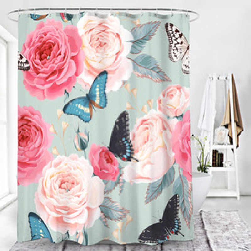 Home Goods Vintage Water Proof Shower Curtain Fabric Better Design 100% Polyester Shower Curtain Print