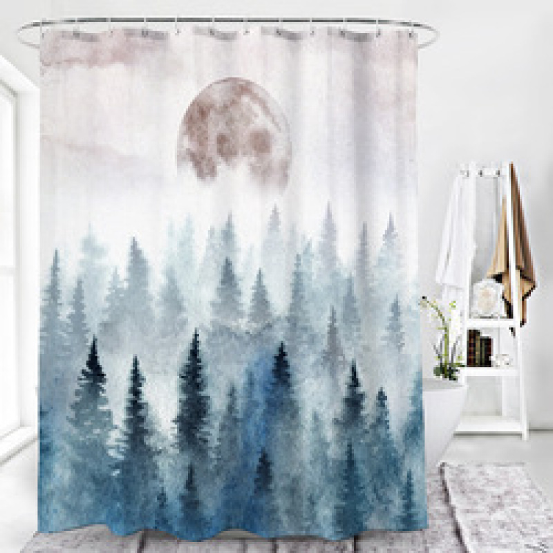 Home Goods Vintage Water Proof Shower Curtain Fabric Better Design 100% Polyester Shower Curtain Print