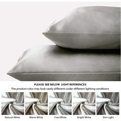 Satin Pillowcase for Hair and Skin, Satin Pillow Covers with Envelope Closure, Silver Grey