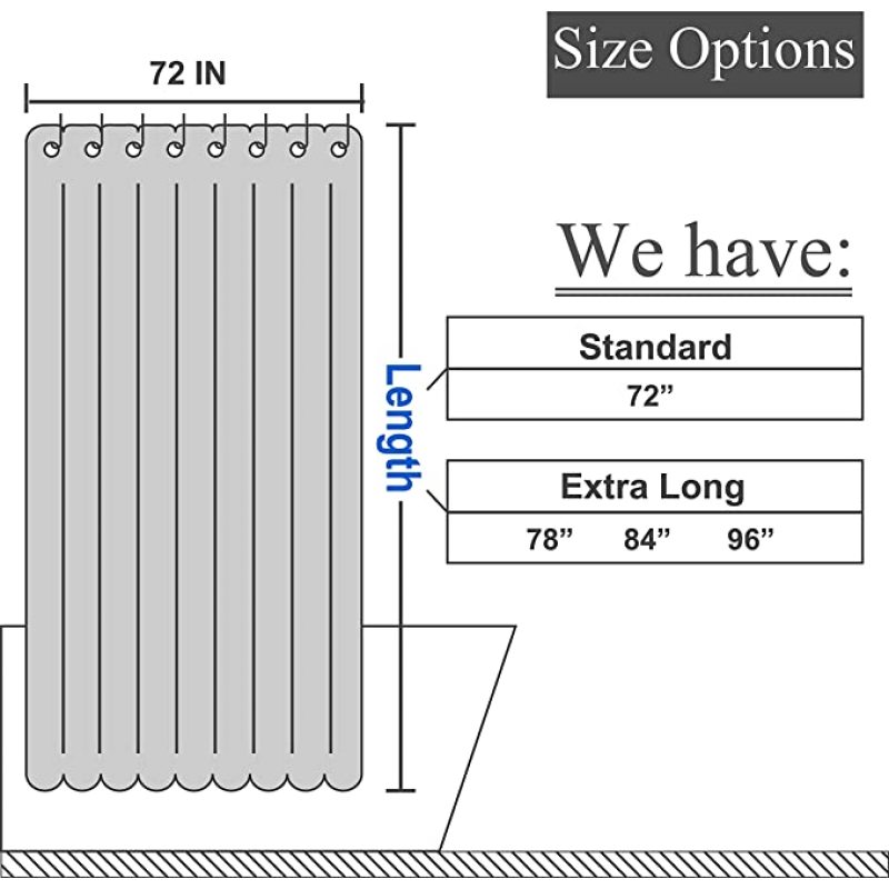 Linen Waffle Weave Bathroom 72x72 Waterproof Polyester Shower Curtain, 230gsm Heavy Duty Fabric Hotel Luxury Spa Shower Curtain/