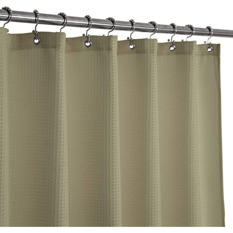 Linen Waffle Weave Bathroom 72x72 Waterproof Polyester Shower Curtain, 230gsm Heavy Duty Fabric Hotel Luxury Spa Shower Curtain/