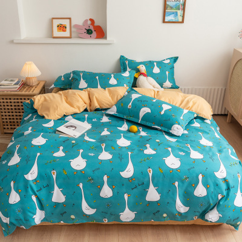 1.8m Pure Cotton Four Piece Set Autumn Winter Bed Sheet Pillow Cover Quilt Household Bedding YK/