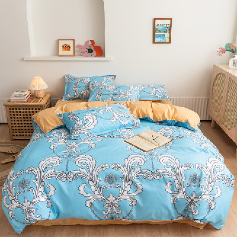 1.8m Pure Cotton Four Piece Set Autumn Winter Bed Sheet Pillow Cover Quilt Household Bedding YK/