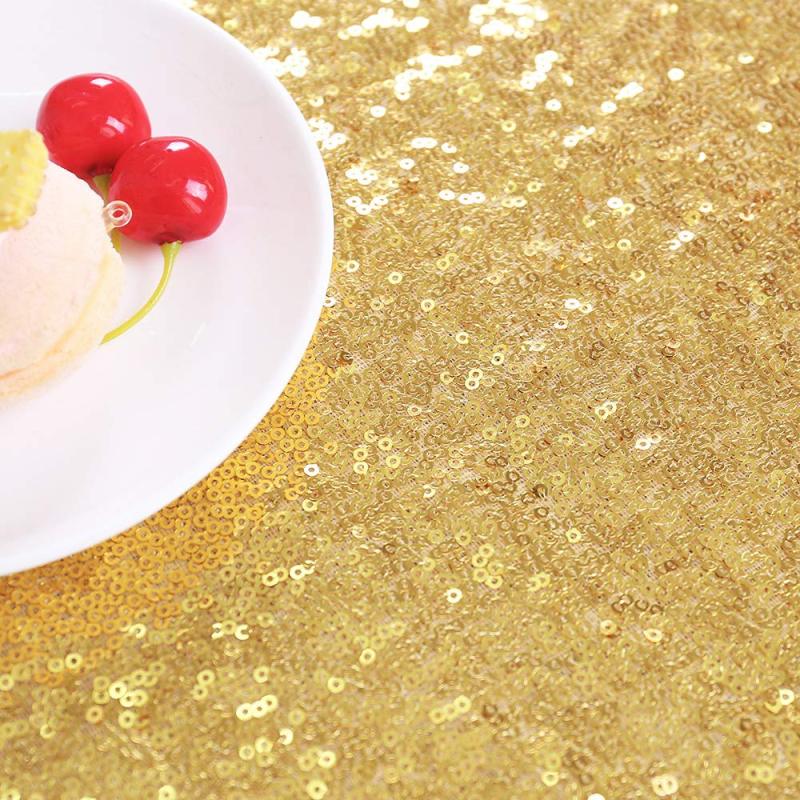Hot selling with Cheap Price 80/120inch Shiny Decorative imported Sequins customize tablecloth fitted For Wedding Party Picnic