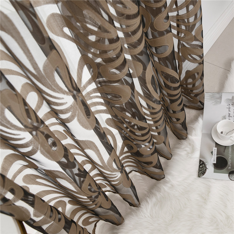 1m start wholesale punching burgundy flower glass yarn Polyester Embroidery Translucent sheer tulle curtains for living room
