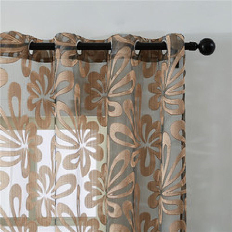1m start wholesale punching burgundy flower glass yarn Polyester Embroidery Translucent sheer tulle curtains for living room
