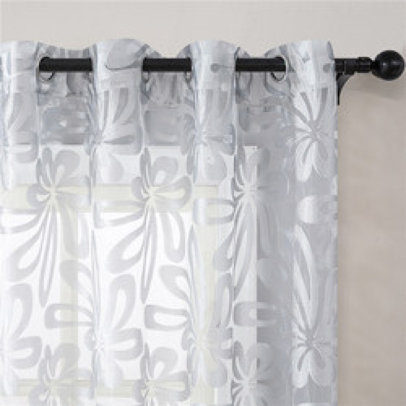 1m start wholesale punching burgundy flower glass yarn Polyester Embroidery Translucent sheer tulle curtains for living room
