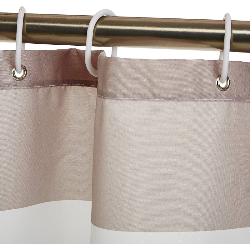 Hookless Shower Curtain with Snap On Rings | Modern Black & White Geometric Design | Fast and Easy Installation