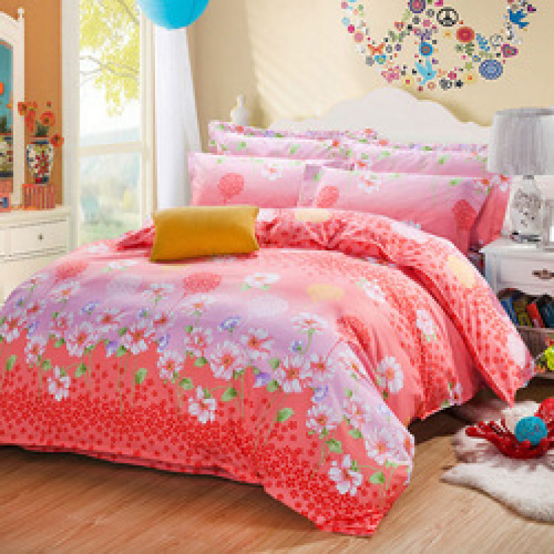 Cheap Pink Flower Bed Sheet Set,Bedroom Set Queen Bed#