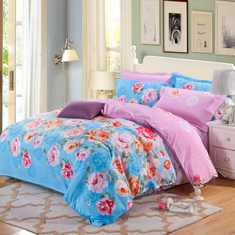 Cheap Pink Flower Bed Sheet Set,Bedroom Set Queen Bed#
