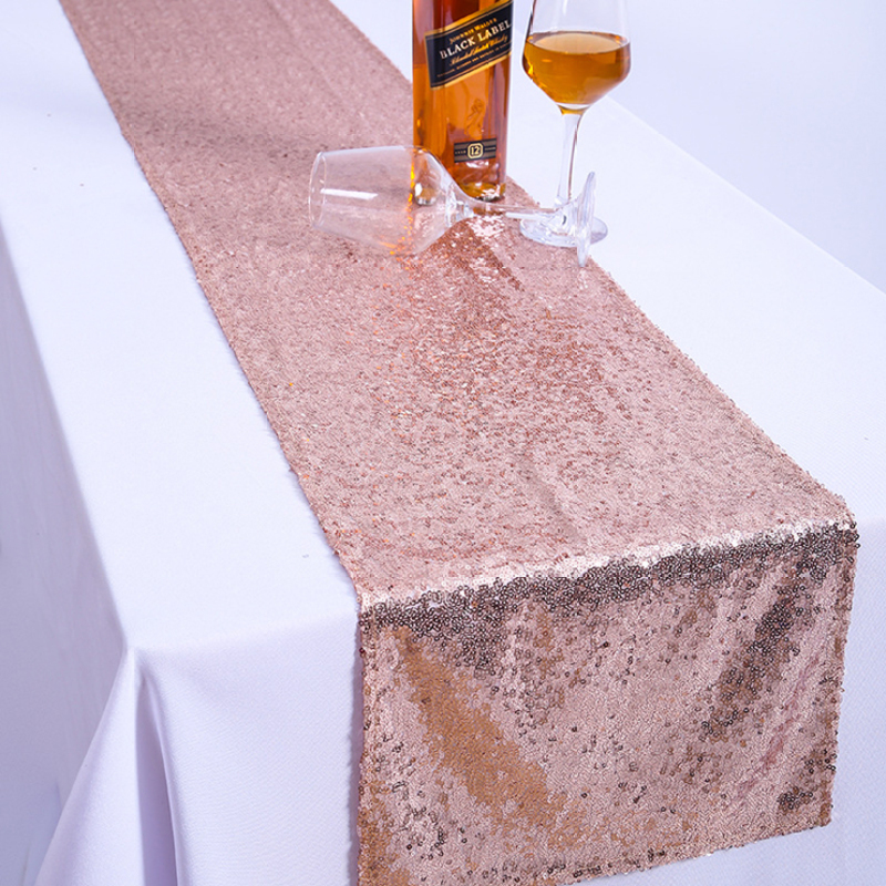 2019 Gold Table Runners Wedding, Wholesale Glitter Sequin Rose Gold Table Runner/