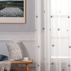 Elegant Star Light Transmission Embroidered Curtain For Living Room