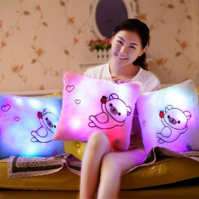 Customizable Led Coloured Lights Pillow Case,Luminous Crystal Super Velvet Cushion Cover$
