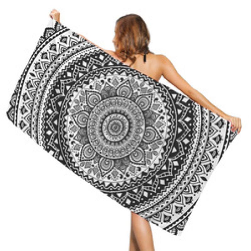 Boho Mandala Microfiber Beach Towel,  Print Poncho, Sand Free Beach Towel#