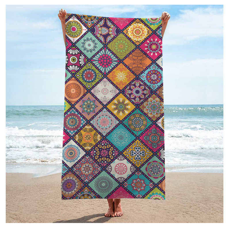 Boho Mandala Microfiber Beach Towel,  Print Poncho, Sand Free Beach Towel#