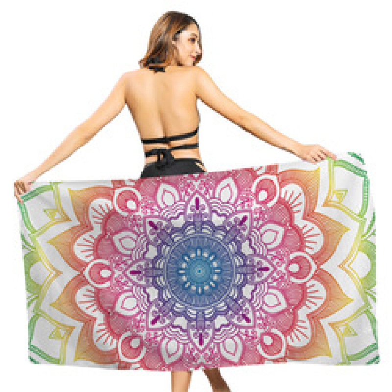 Boho Mandala Microfiber Beach Towel,  Print Poncho, Sand Free Beach Towel#