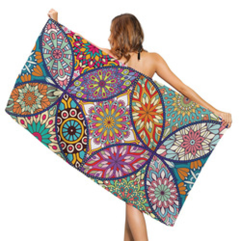Boho Mandala Microfiber Beach Towel,  Print Poncho, Sand Free Beach Towel#