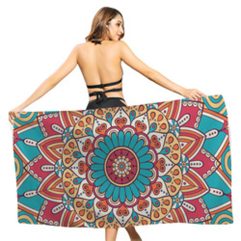 Boho Mandala Microfiber Beach Towel,  Print Poncho, Sand Free Beach Towel#