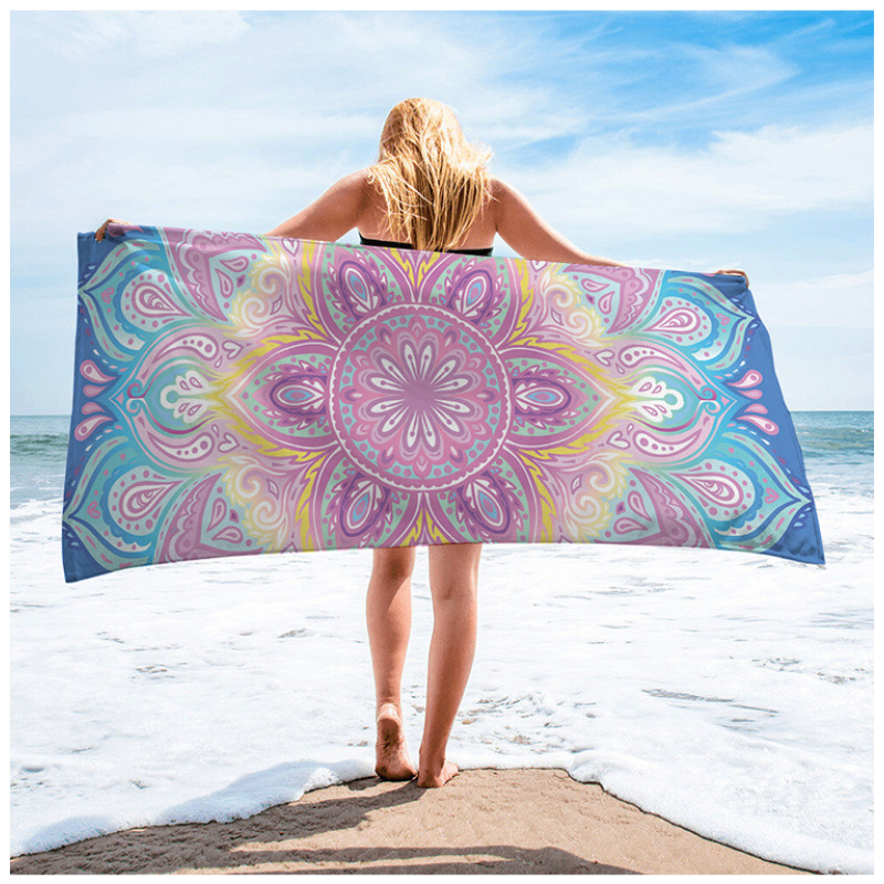 Boho Mandala Microfiber Beach Towel,  Print Poncho, Sand Free Beach Towel#