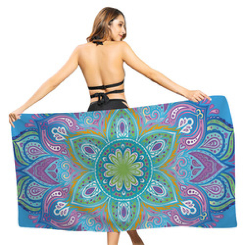 Boho Mandala Microfiber Beach Towel,  Print Poncho, Sand Free Beach Towel#